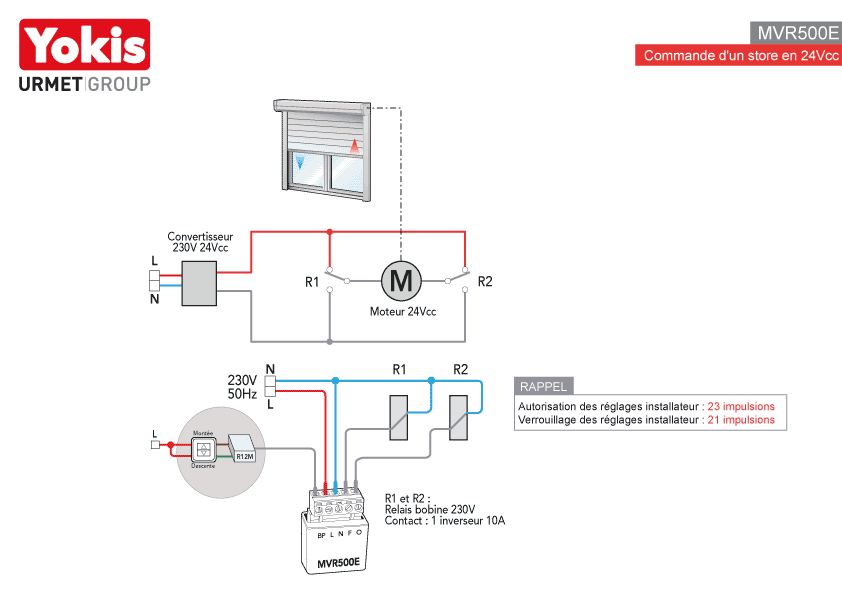 Yokis 5454090  Micro module commande volet roulant MVR500E