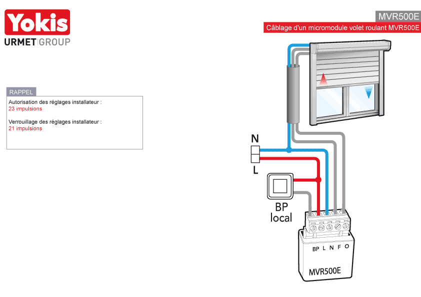 Yokis 5454090  Micro module commande volet roulant MVR500E