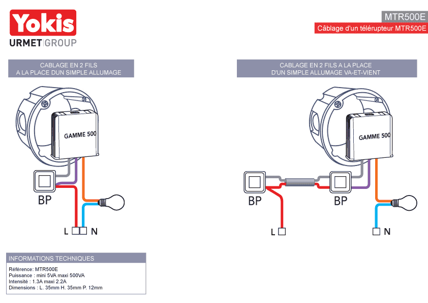 Télérupteur encastrable 500W 5454050 YOKIS