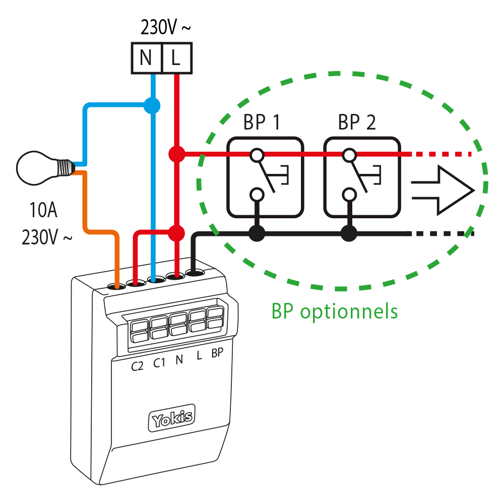 Télérupteur temporisé RADIO POWER Yokis 230 V - MTR2000ERP - YOKIS